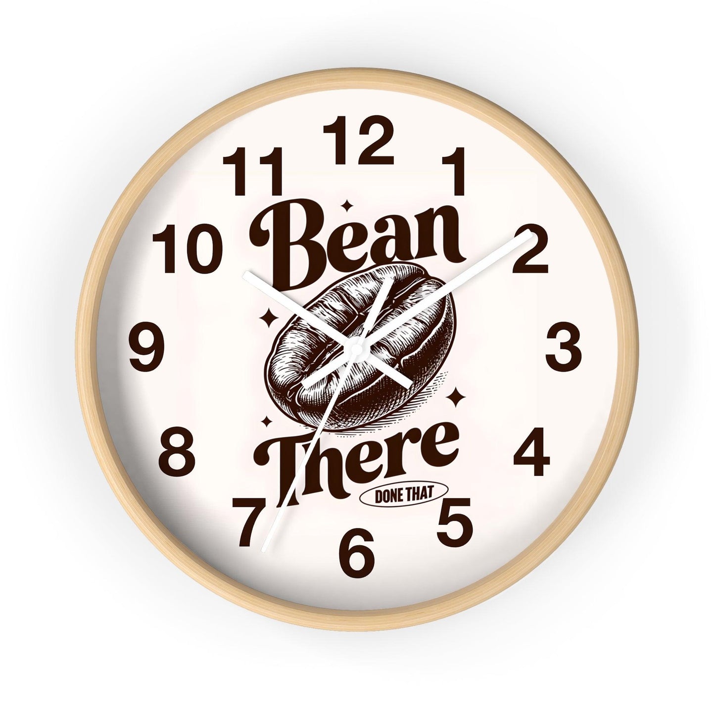 'Bean There Done That' Wall Clock, Acrylic Glass Face – Stylish Home Decor for Creative Spaces