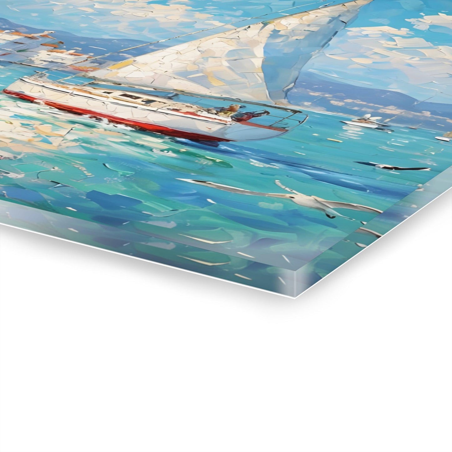 Coastal, Sailboats, Mediterranean Acrylic Artwork (Horizontal) - Milestone Acrylic