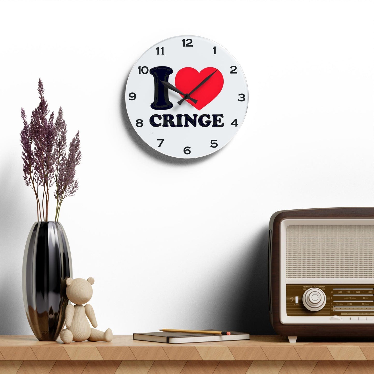 I Heart Cringe Acrylic Wall Clock - Elegant Home Decor - Milestone Acrylic