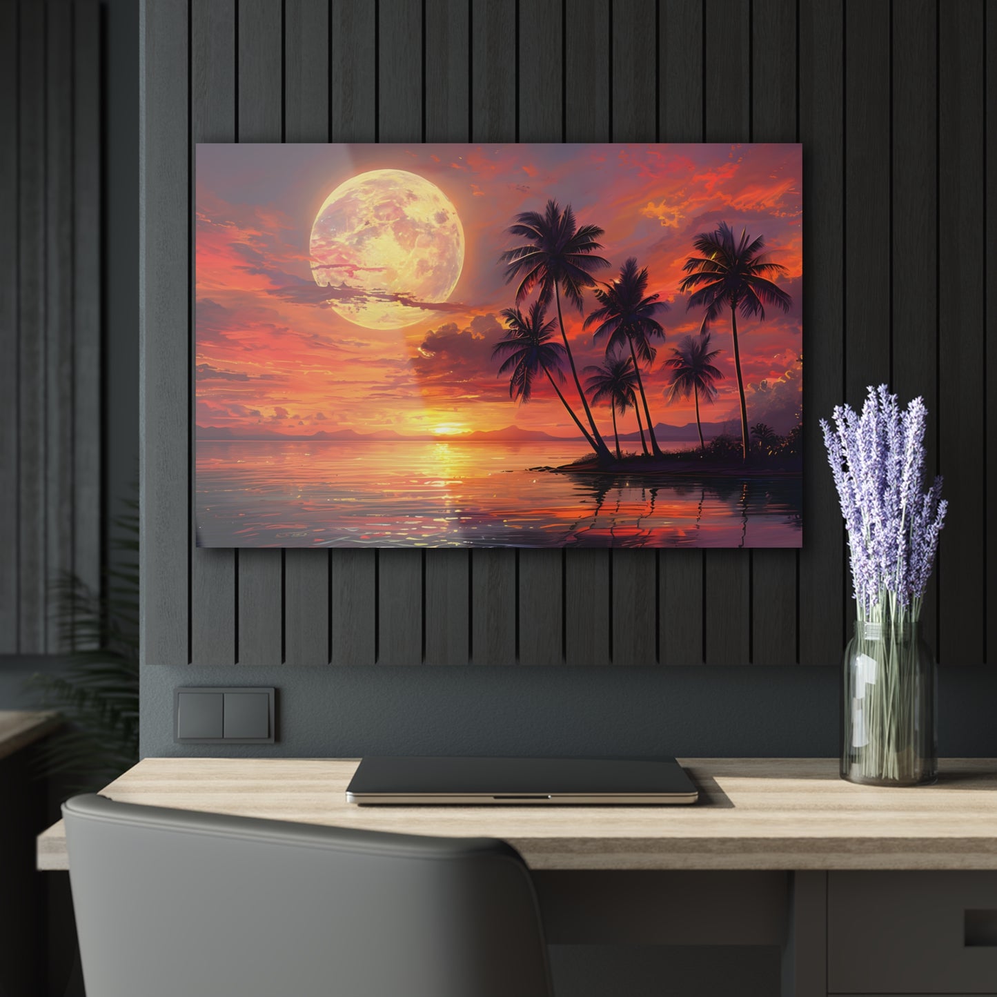 Tropical Beach Sunset, Acrylic Glass, Wall art