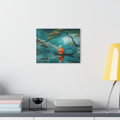 Bright Orange Kimono Navigating Boat Acrylic Artwork (Horizontal) - Milestone Acrylic