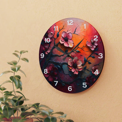 Branches And Flowers Acrylic Wall Clock - Elegant Home Decor - Milestone Acrylic