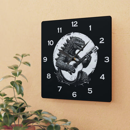 Dinosaur With Guitar Acrylic Wall Clock - Elegant Home Decor - Milestone Acrylic