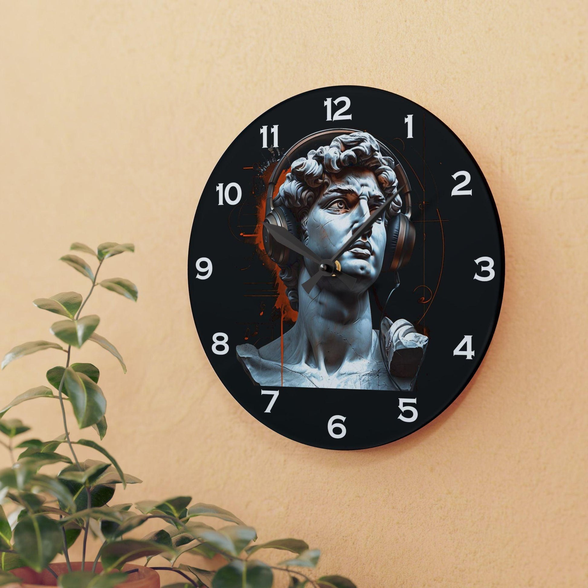 David With Headphones Acrylic Wall Clock - Elegant Home Decor - Milestone Acrylic