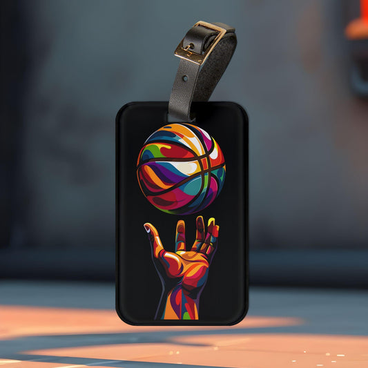 ' Colorful Hand and Basketball '- Luggage Tag - Milestone Acrylic