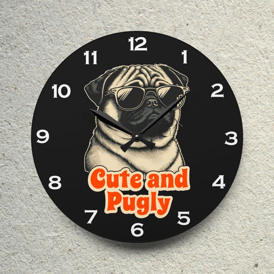 Cute And Pugly Acrylic Wall Clock - Elegant Home Decor - Milestone Acrylic