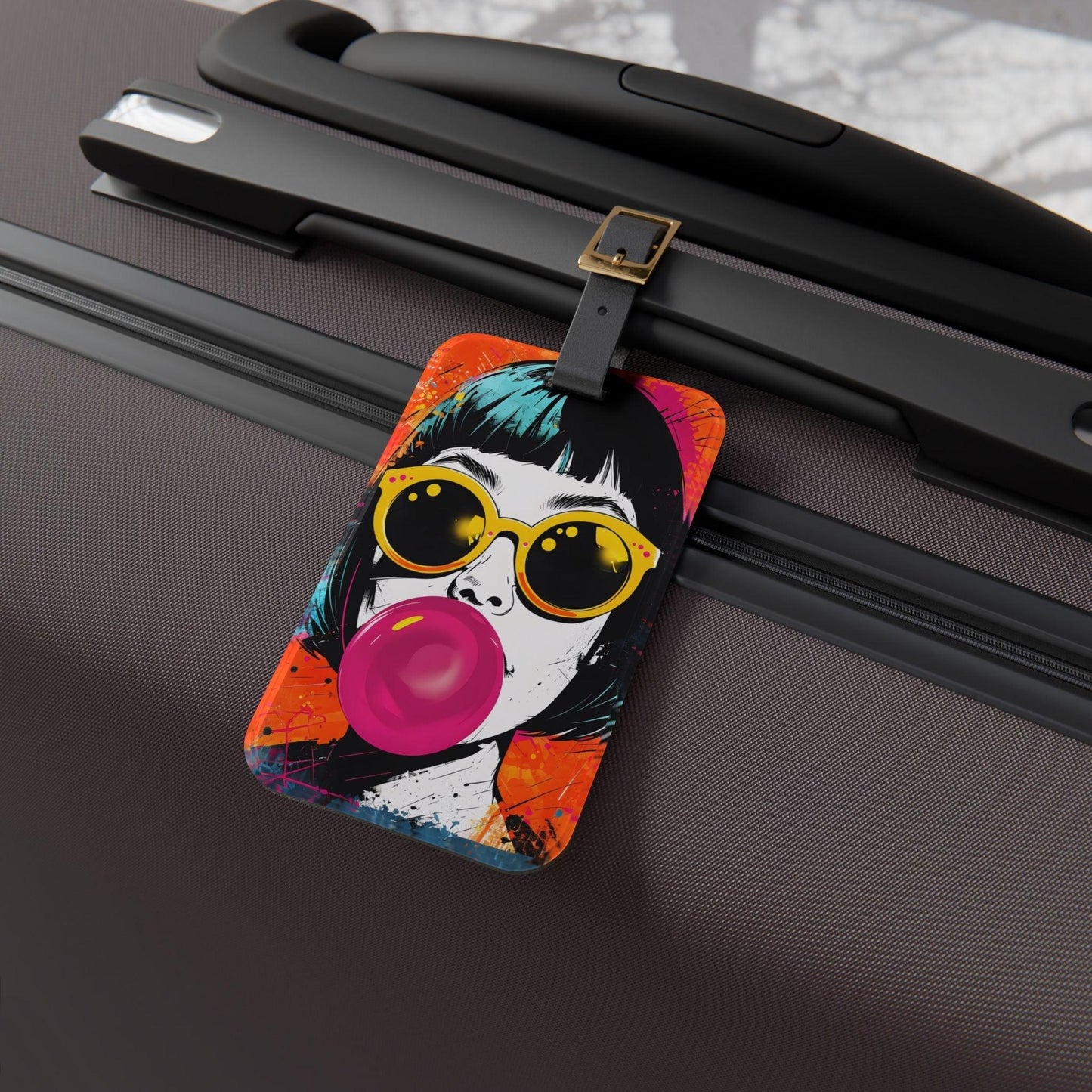 'Girl With Gum'- Luggage Tag - Milestone Acrylic