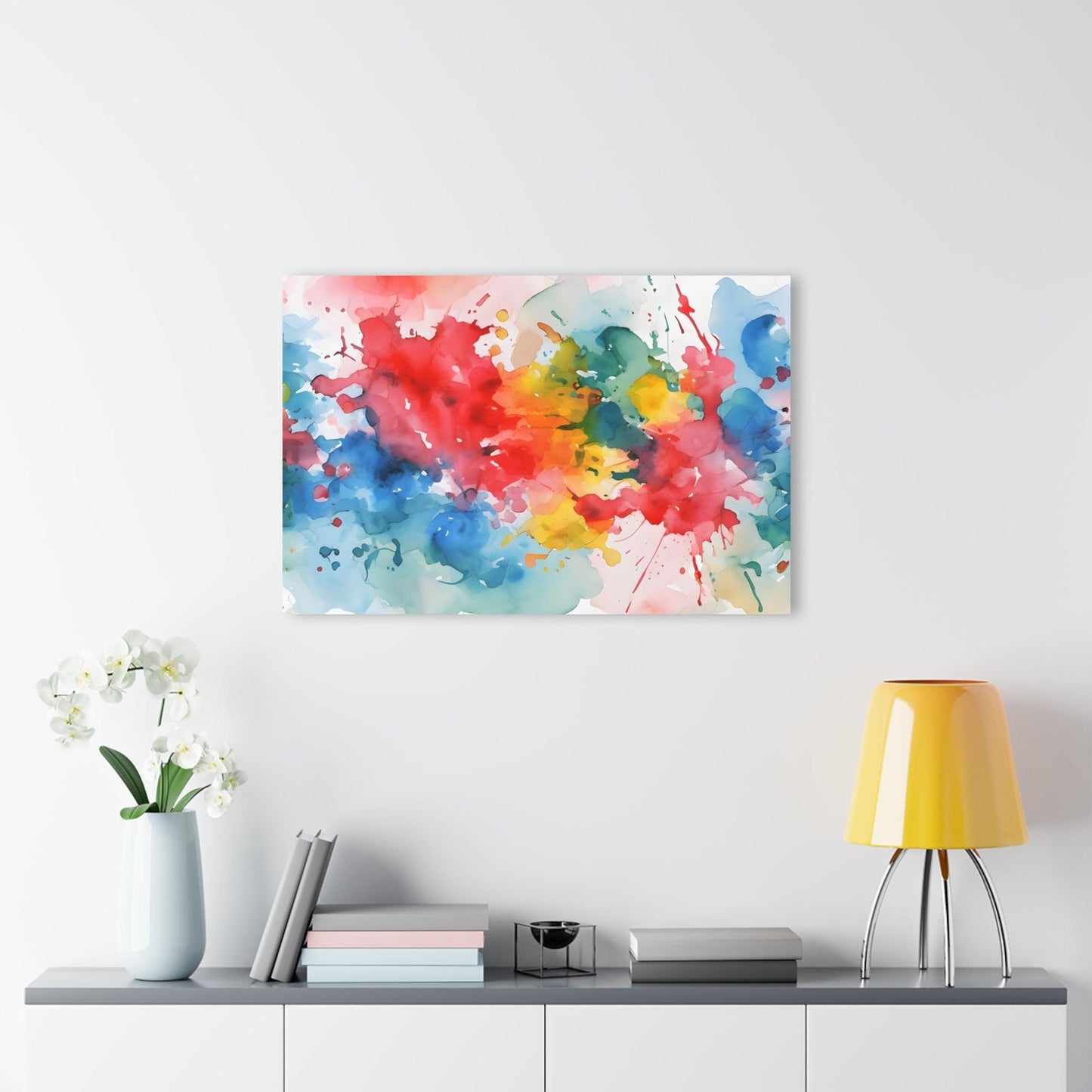 Watercolor With Dynamic Splashes Acrylic Artwork (Horizontal) - Milestone Acrylic