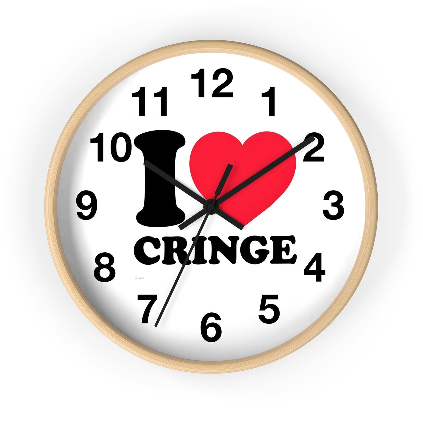 'I Heart Cringe' Wall Clock, Acrylic Glass Face – Stylish Home Decor for Creative Spaces