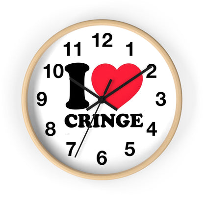 'I Heart Cringe' Wall Clock, Acrylic Glass Face – Stylish Home Decor for Creative Spaces