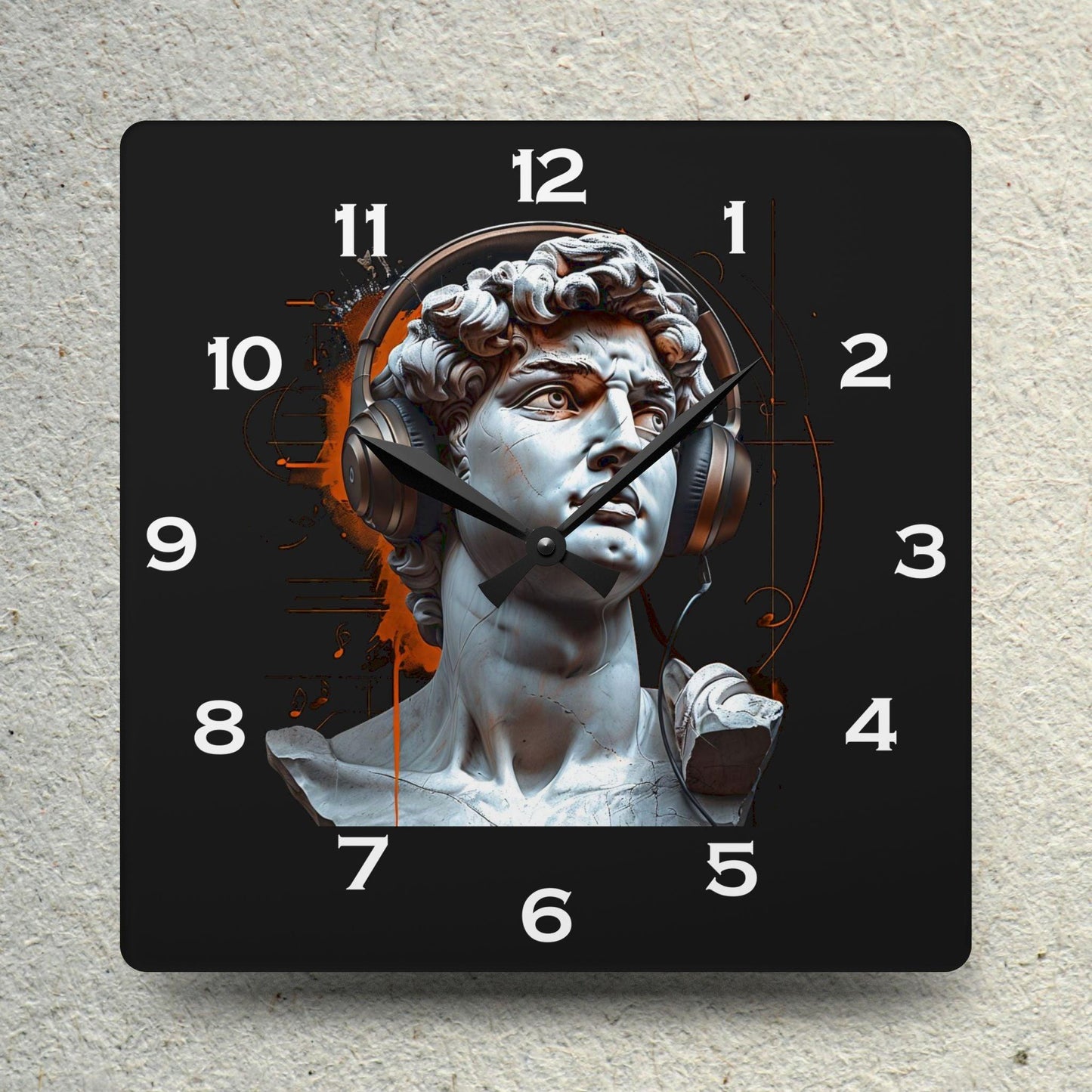 David With Headphones Acrylic Wall Clock - Elegant Home Decor - Milestone Acrylic