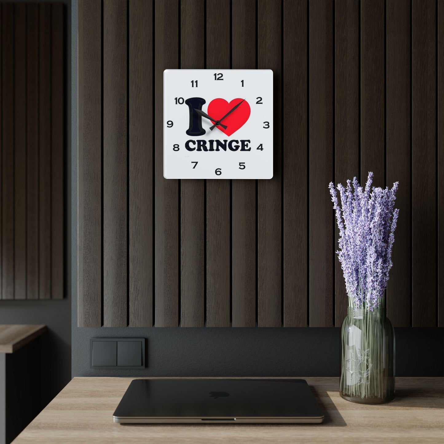 I Heart Cringe Acrylic Wall Clock - Elegant Home Decor - Milestone Acrylic