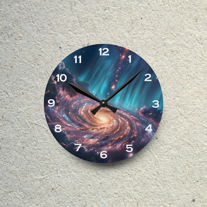 Spiral Galaxy and Cosmic Dust Acrylic Wall Clock - Elegant Home Decor - Milestone Acrylic