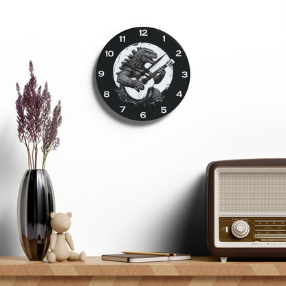 Dinosaur With Guitar Acrylic Wall Clock - Elegant Home Decor - Milestone Acrylic