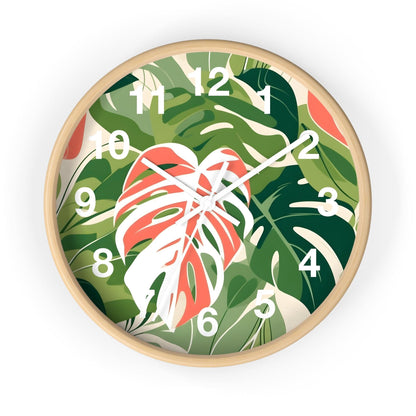 'Jungle Leaves' Wall Clock, Acrylic Glass Face – Stylish Home Decor for Creative Spaces