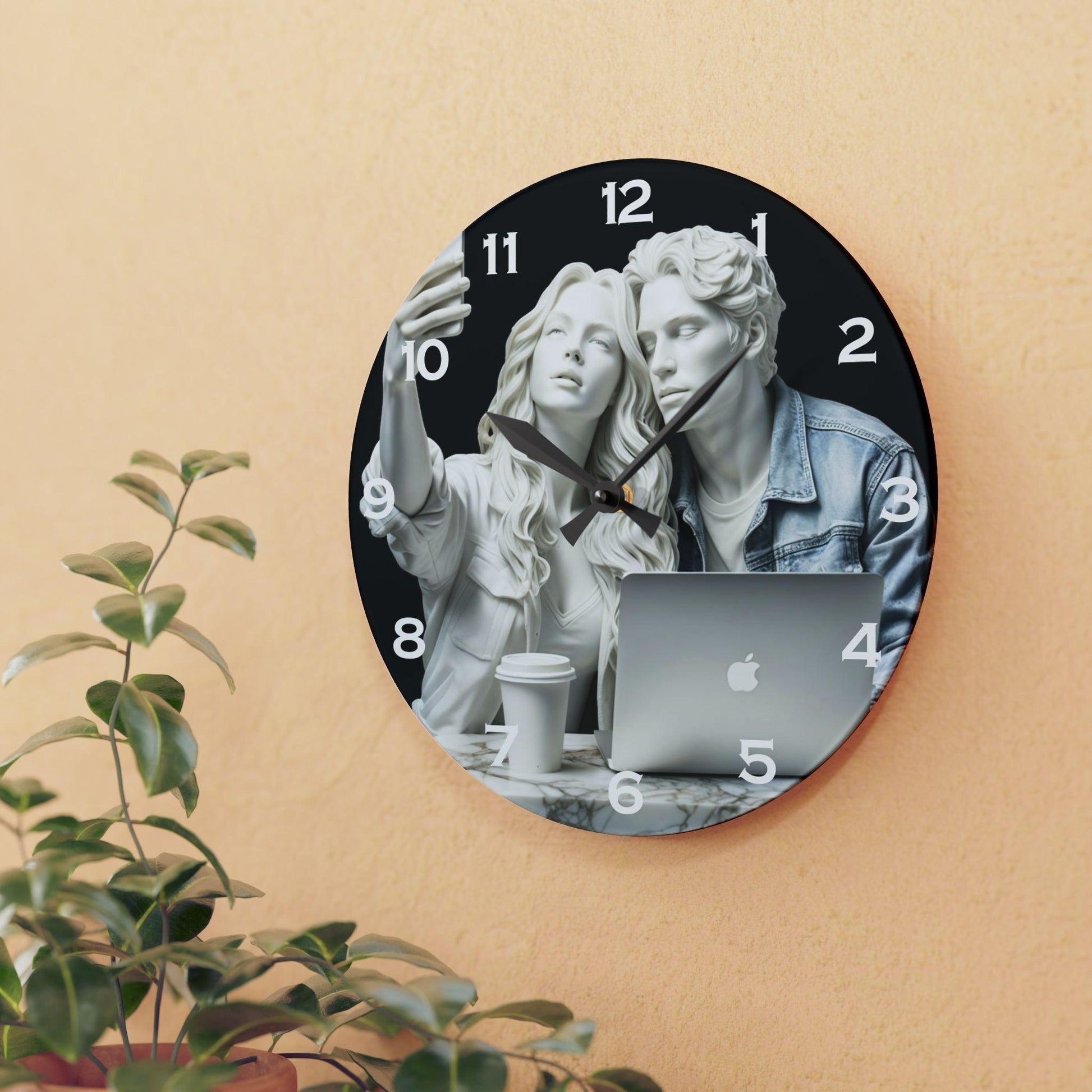 Marble Sculpture of Modern Couple Acrylic Wall Clock - Elegant Home Decor - Milestone Acrylic