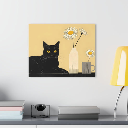 Minimalist Still Life With Black Cat And Vase Acrylic Artwork (Horizontal) - Milestone Acrylic