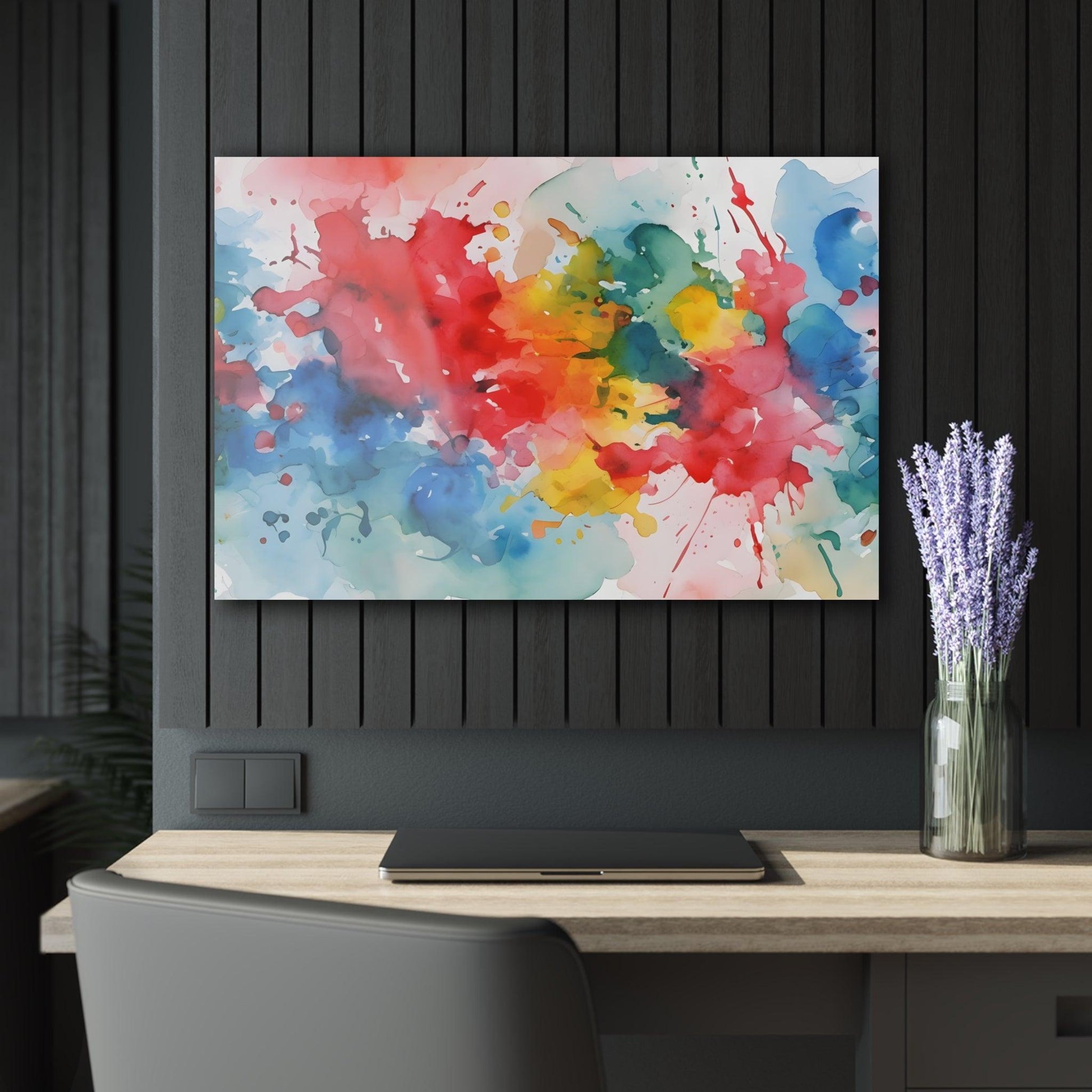 Watercolor With Dynamic Splashes Acrylic Artwork (Horizontal) - Milestone Acrylic