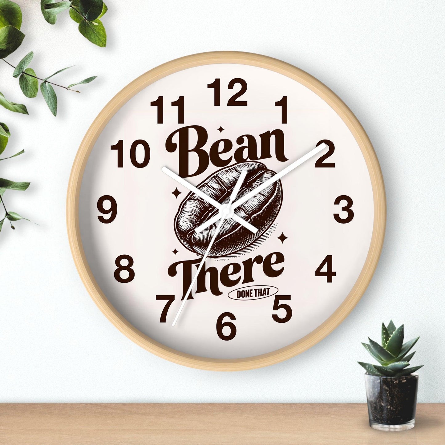 'Bean There Done That' Wall Clock, Acrylic Glass Face – Stylish Home Decor for Creative Spaces