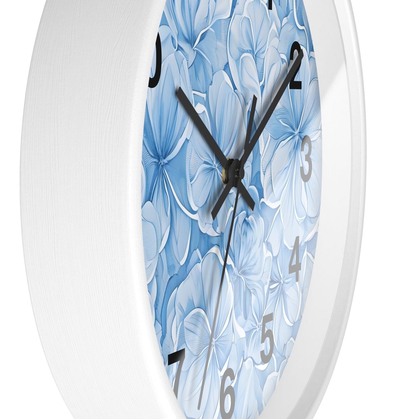 'Blue Floral' Wall Clock, Acrylic Glass Face – Stylish Home Decor for Creative Spaces