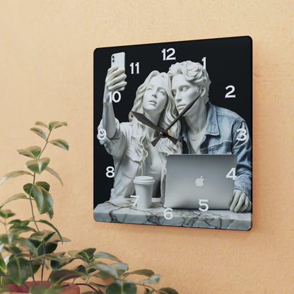 Marble Sculpture of Modern Couple Acrylic Wall Clock - Elegant Home Decor - Milestone Acrylic