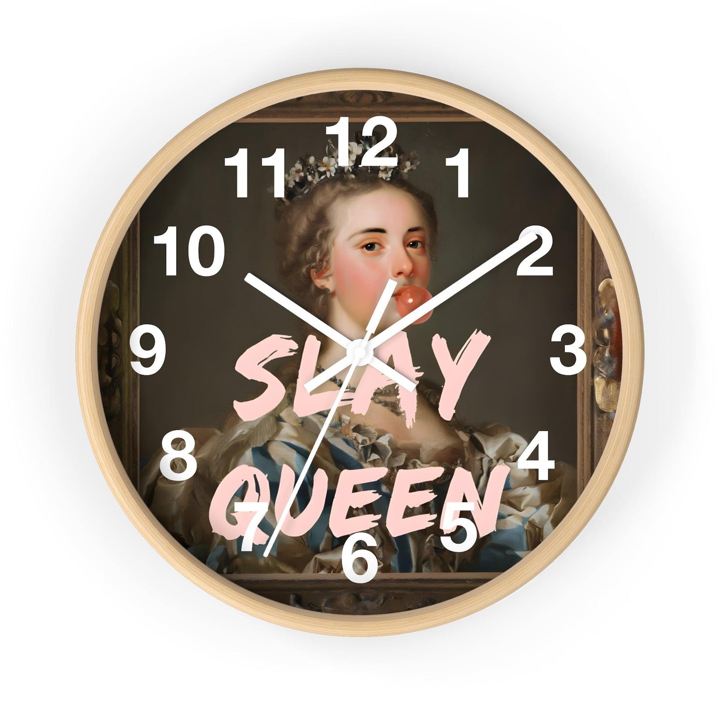 'Slay Queen' Wall Clock, Acrylic Glass Face – Stylish Home Decor for Creative Spaces