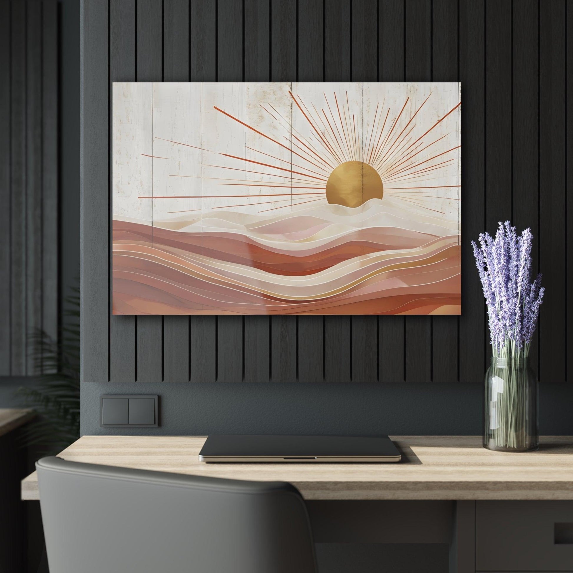 Sunrise on Textured Wooden Background Acrylic Artwork (Horizontal) - Milestone Acrylic