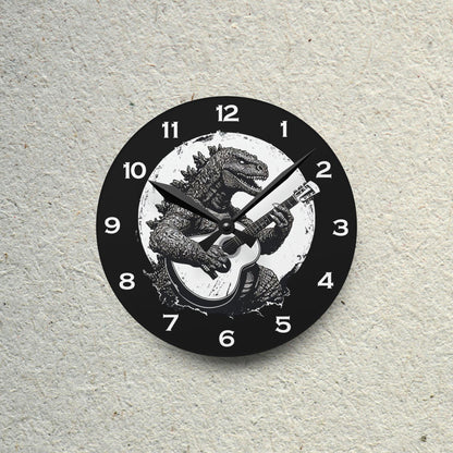 Dinosaur With Guitar Acrylic Wall Clock - Elegant Home Decor - Milestone Acrylic