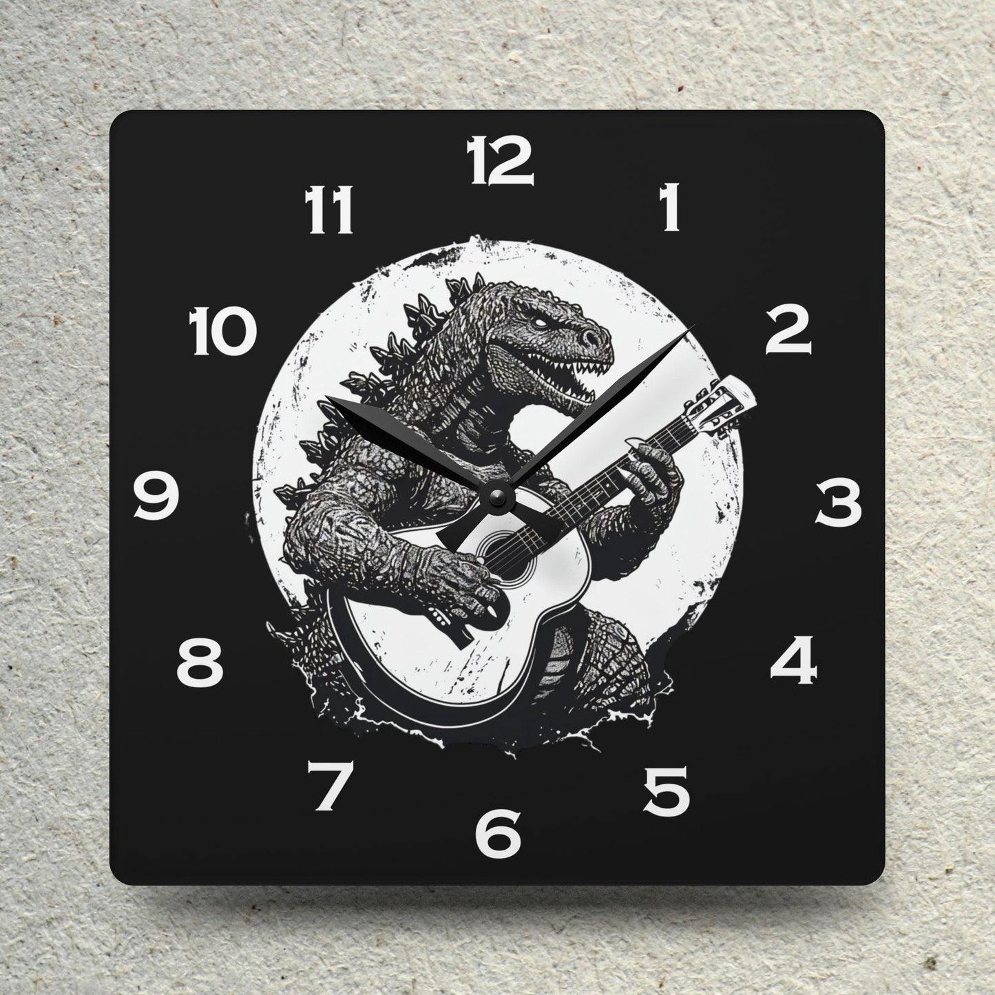 Dinosaur With Guitar Acrylic Wall Clock - Elegant Home Decor - Milestone Acrylic