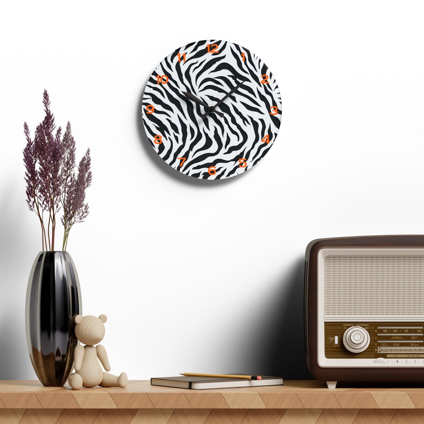 Zebra Stripe Acrylic Wall Clock - Elegant Home Decor - Milestone Acrylic