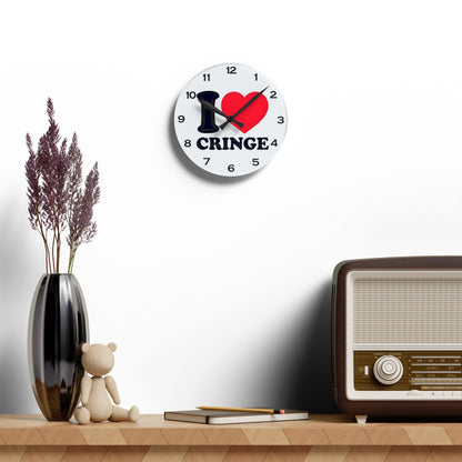 I Heart Cringe Acrylic Wall Clock - Elegant Home Decor - Milestone Acrylic