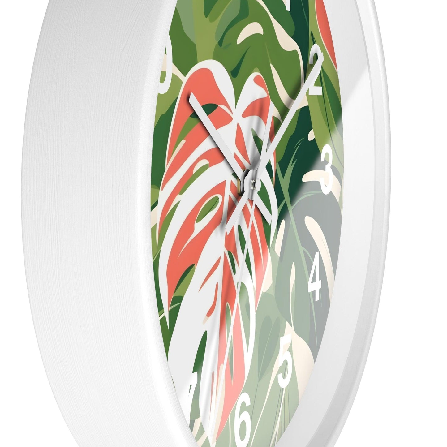 'Jungle Leaves' Wall Clock, Acrylic Glass Face – Stylish Home Decor for Creative Spaces