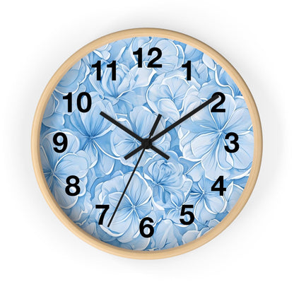 'Blue Floral' Wall Clock, Acrylic Glass Face – Stylish Home Decor for Creative Spaces