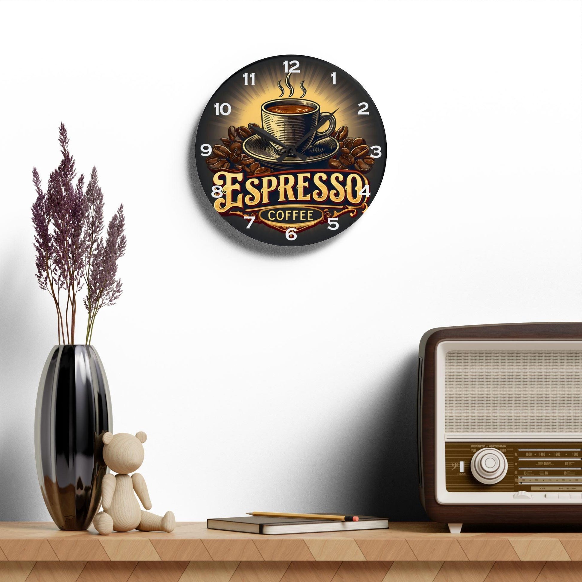 Expresso Coffee Acrylic Wall Clock - Elegant Home Decor - Milestone Acrylic