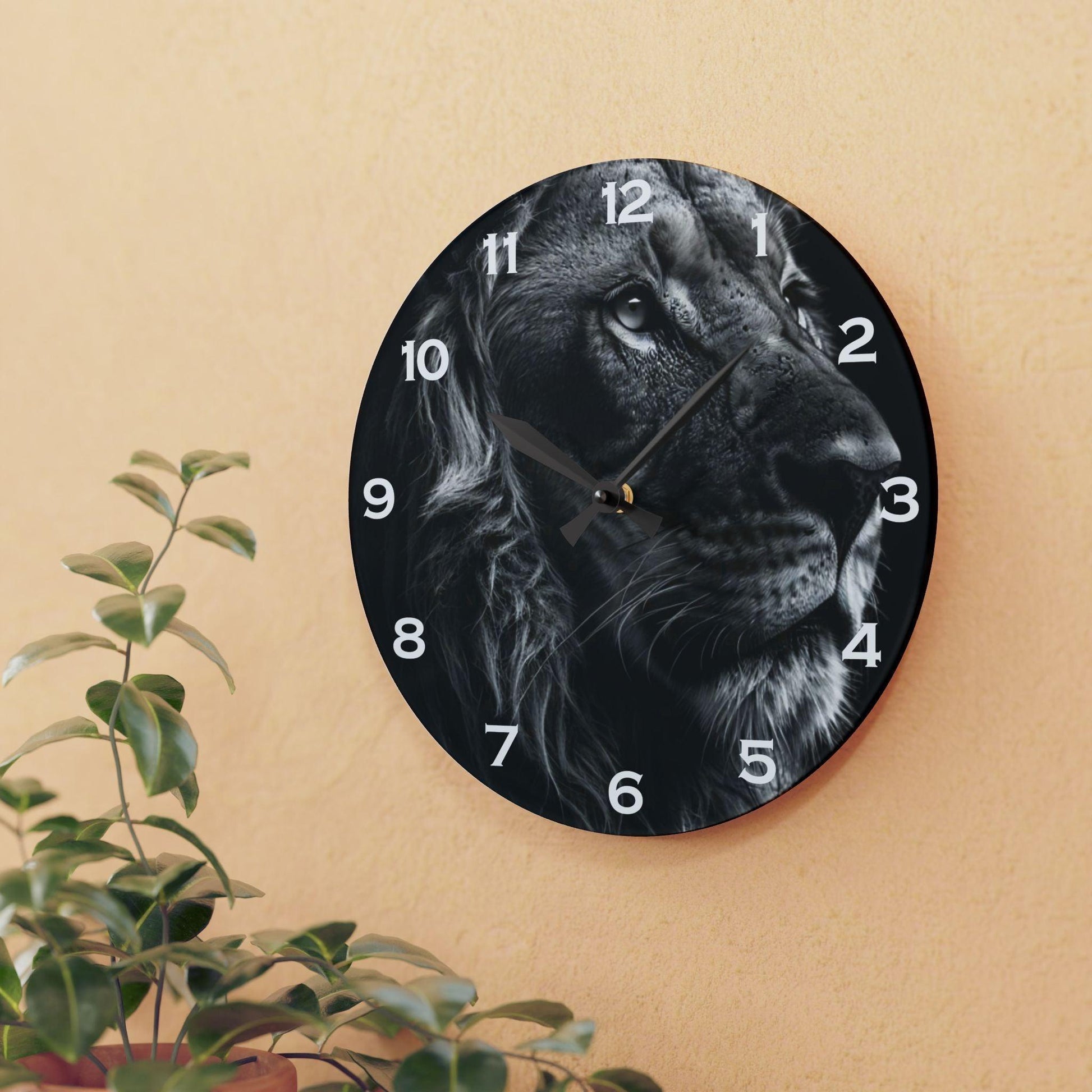 Lion Side Profile Acrylic Wall Clock - Elegant Home Decor - Milestone Acrylic