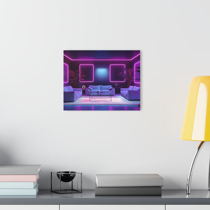 Modern Neon-Lit Living Room With Futuristic Ambiance, Acrylic Glass, Wall art