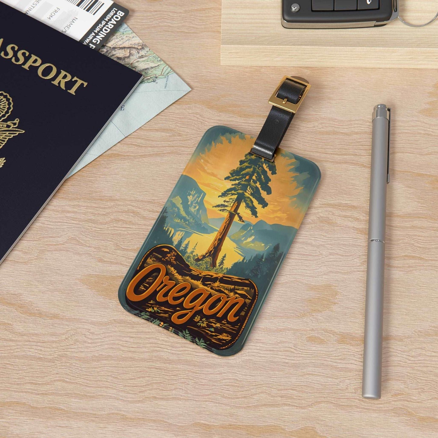 'Oregon' - Luggage Tag - Milestone Acrylic