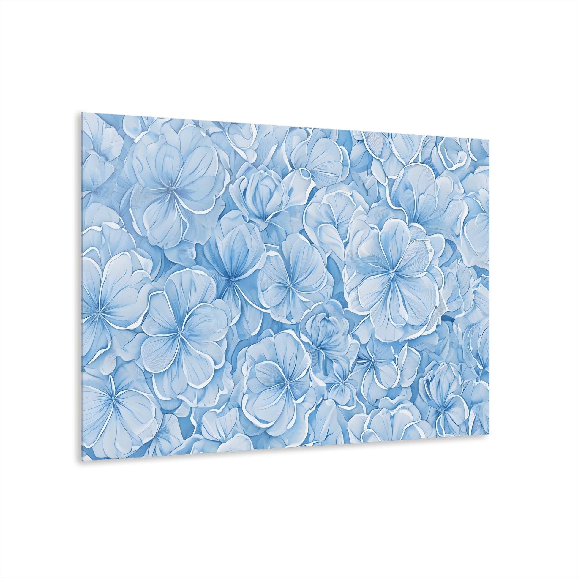 Intricate Abstract Floral Pattern in Sky Blue and White Acrylic Artwork (Horizontal) - Milestone Acrylic