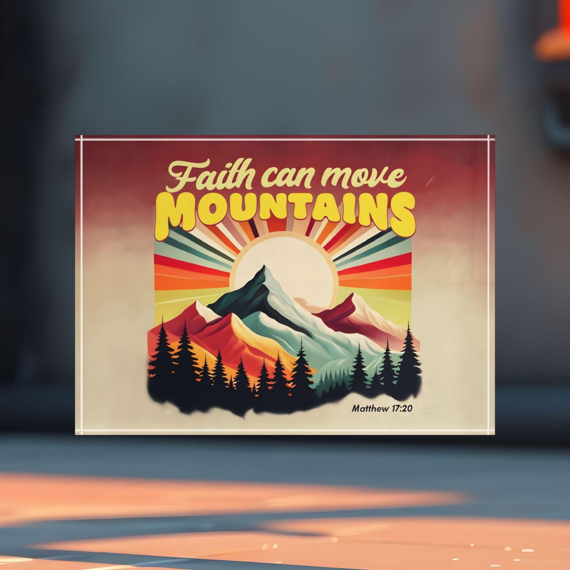 'Faith Can Move Mountains' Acrylic Display Block - Milestone Acrylic