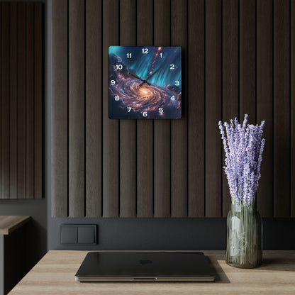 Spiral Galaxy and Cosmic Dust Acrylic Wall Clock - Elegant Home Decor - Milestone Acrylic