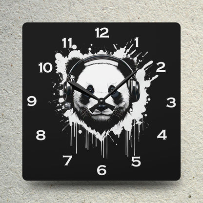 Panda With Headphones Acrylic Wall Clock - Elegant Home Decor - Milestone Acrylic