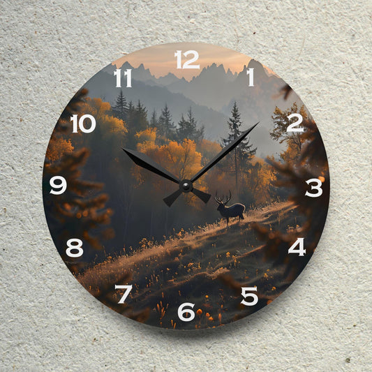 Forest With Deer Acrylic Wall Clock - Elegant Home Decor - Milestone Acrylic