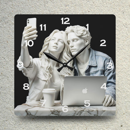 Marble Sculpture of Modern Couple Acrylic Wall Clock - Elegant Home Decor - Milestone Acrylic