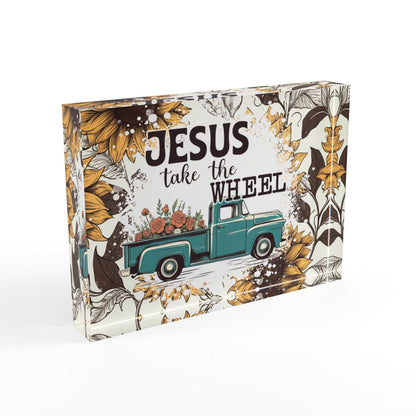 Jesus Take The wheel Acrylic Display Block - Milestone Acrylic