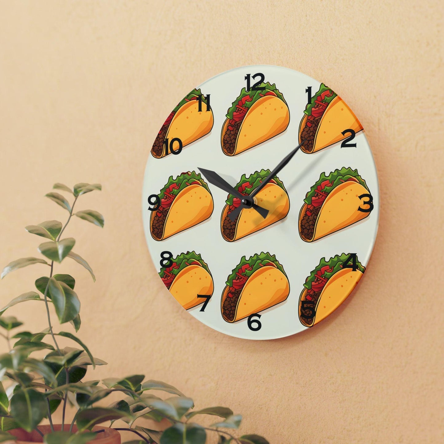 Tacos Acrylic Wall Clock - Elegant Home Decor - Milestone Acrylic