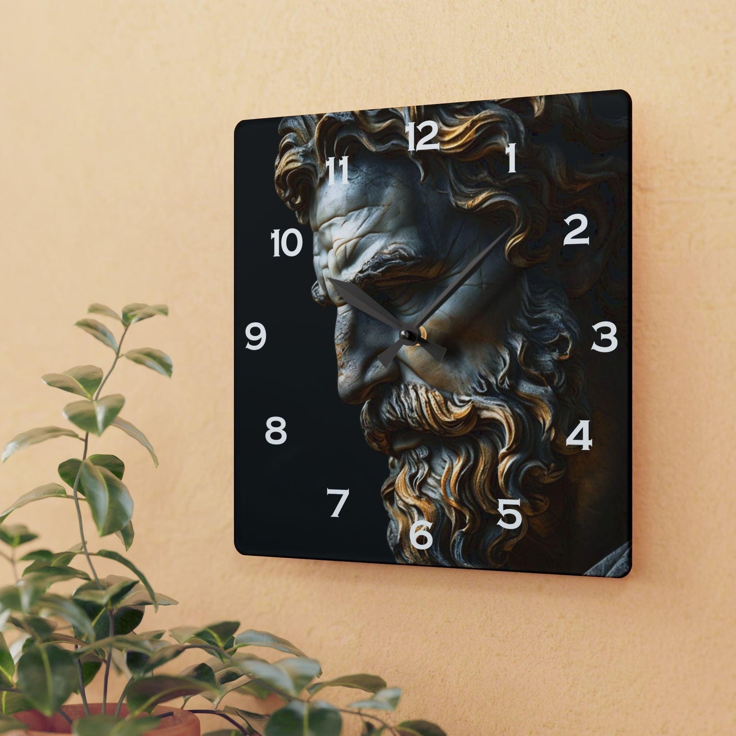 Sculpture Profile Of Bearded Man Acrylic Wall Clock - Elegant Home Decor - Milestone Acrylic