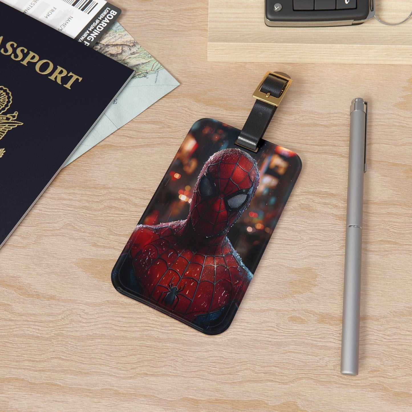 'Spiderman In Rain' - Luggage Tag - Milestone Acrylic