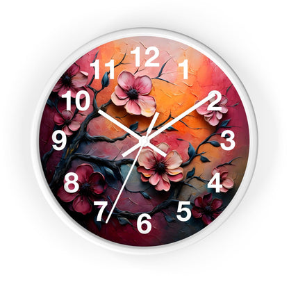 'Branches And Flowers' Wall Clock, Acrylic Glass Face – Stylish Home Decor for Creative Spaces