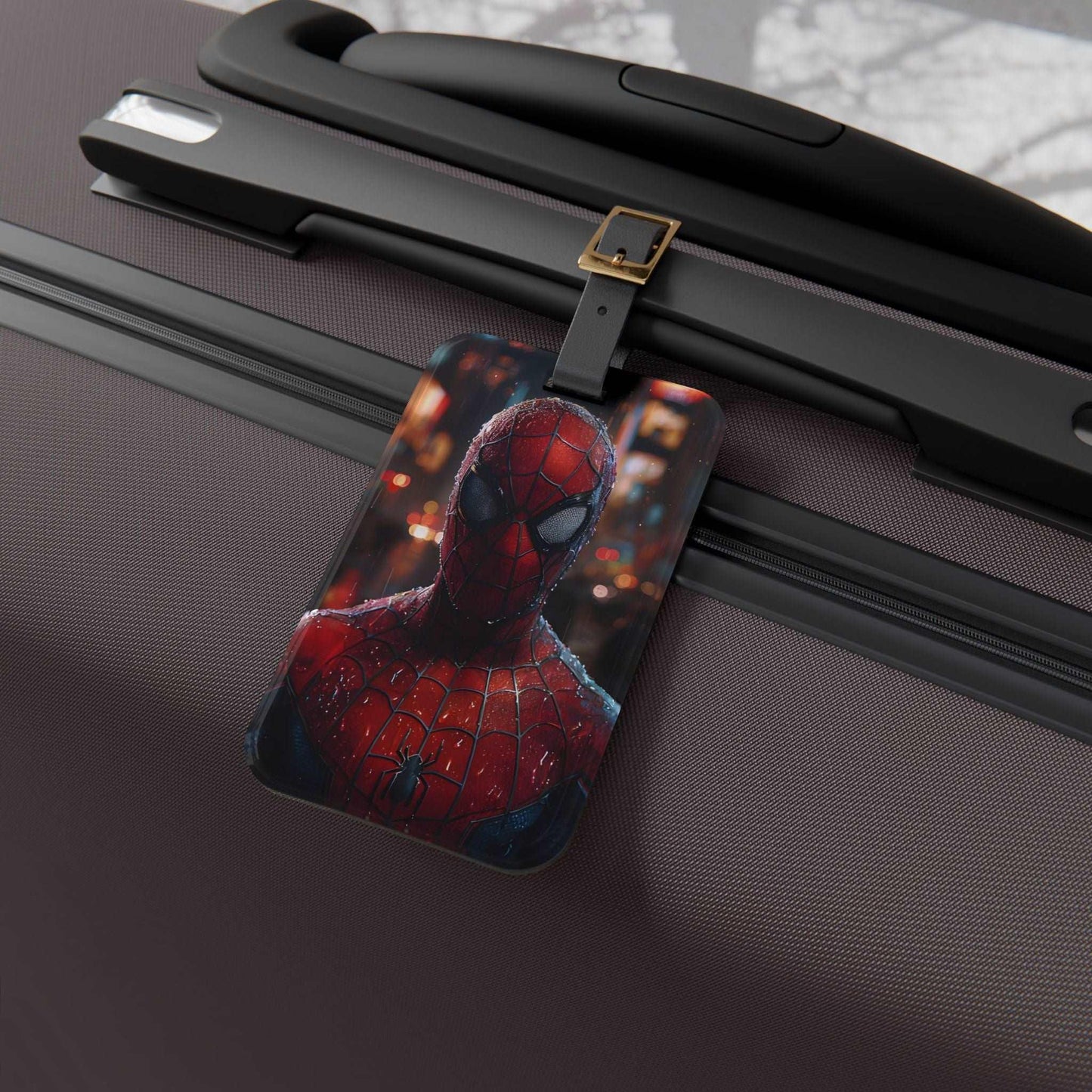 'Spiderman In Rain' - Luggage Tag - Milestone Acrylic