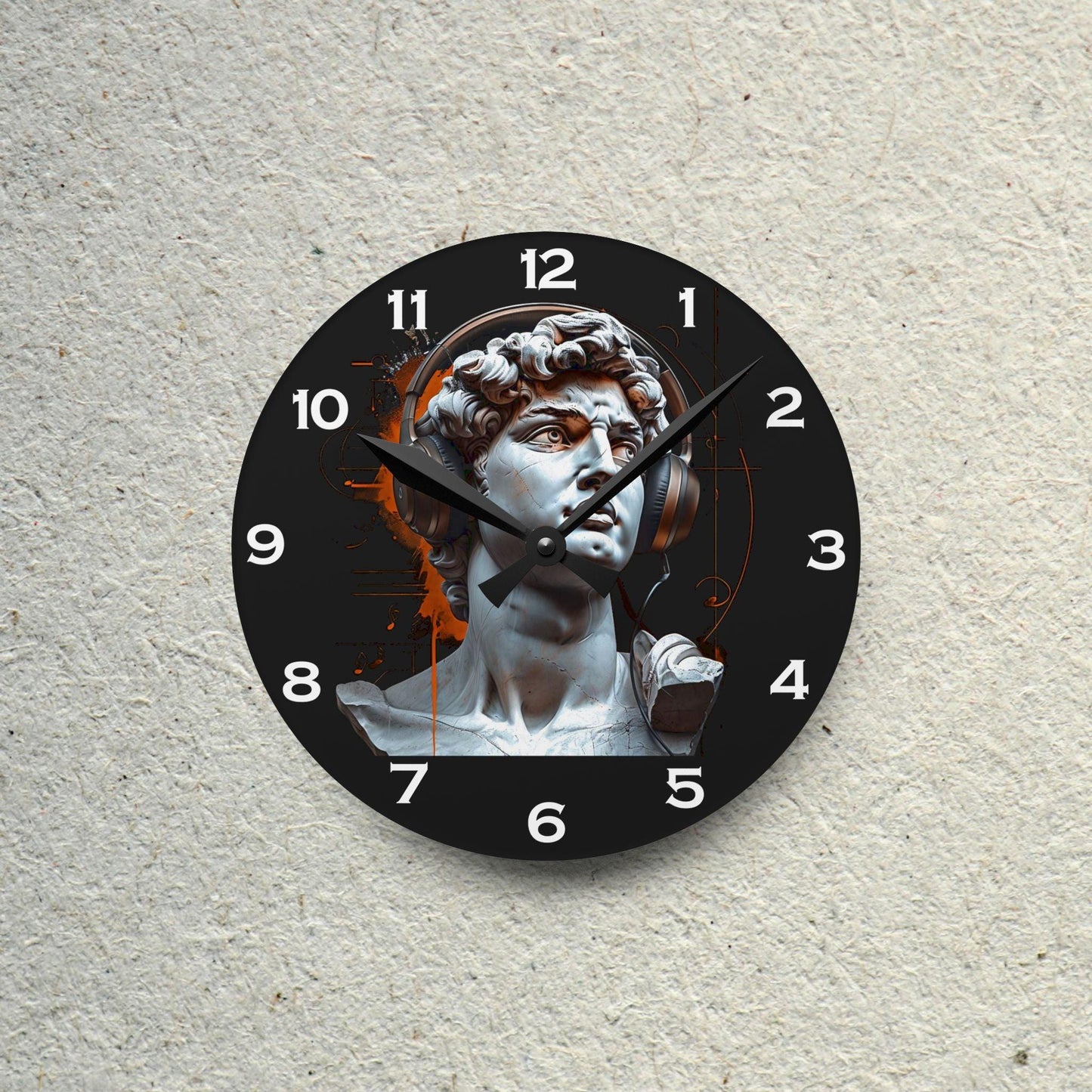 David With Headphones Acrylic Wall Clock - Elegant Home Decor - Milestone Acrylic